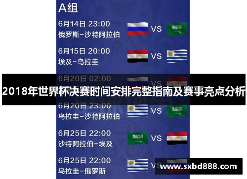 2018年世界杯决赛时间安排完整指南及赛事亮点分析
